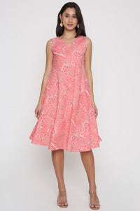 Red Wave print dress