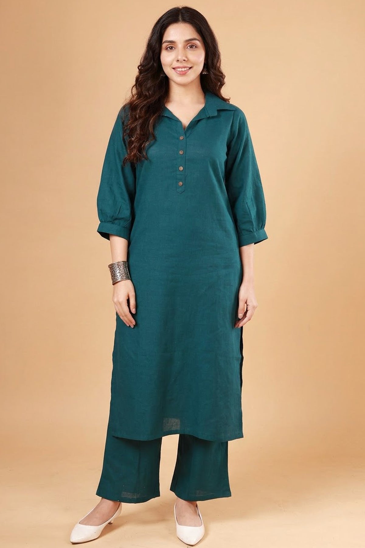 Turquoise Aura Colar Kurti pant
