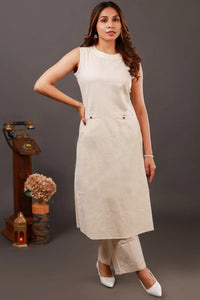 A line round neck Kurti pant