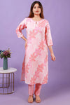 Floral Pink Viscose Silk Kurti with Pants, Set