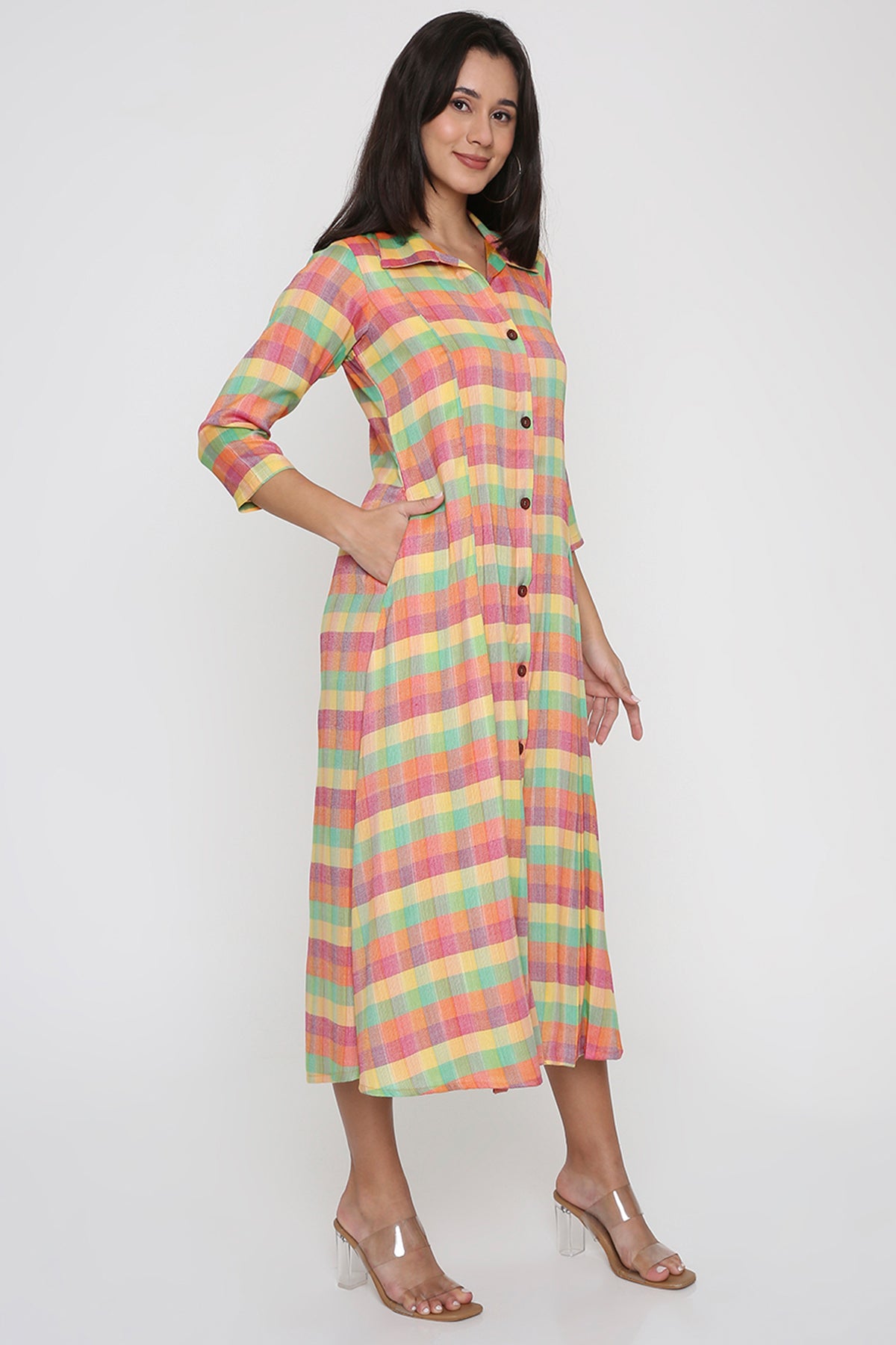 Checks Handloom Shirt Dress
