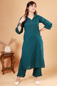 Turquoise Aura Colar Kurti pant