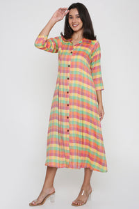 Checks Handloom Shirt Dress