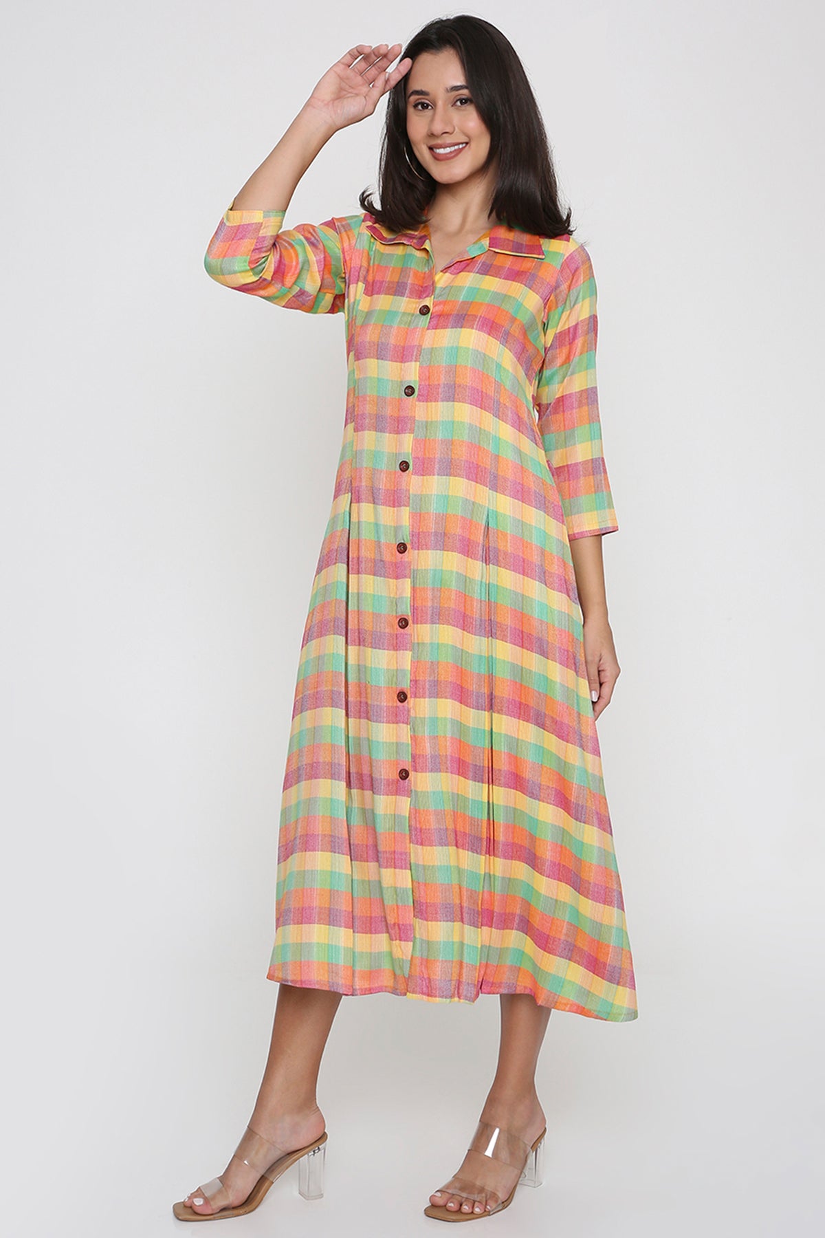 Checks Handloom Shirt Dress