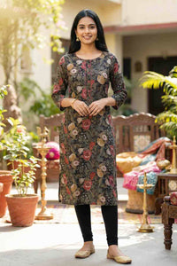Floral Printed Thread Work Pure Cotton Kurti