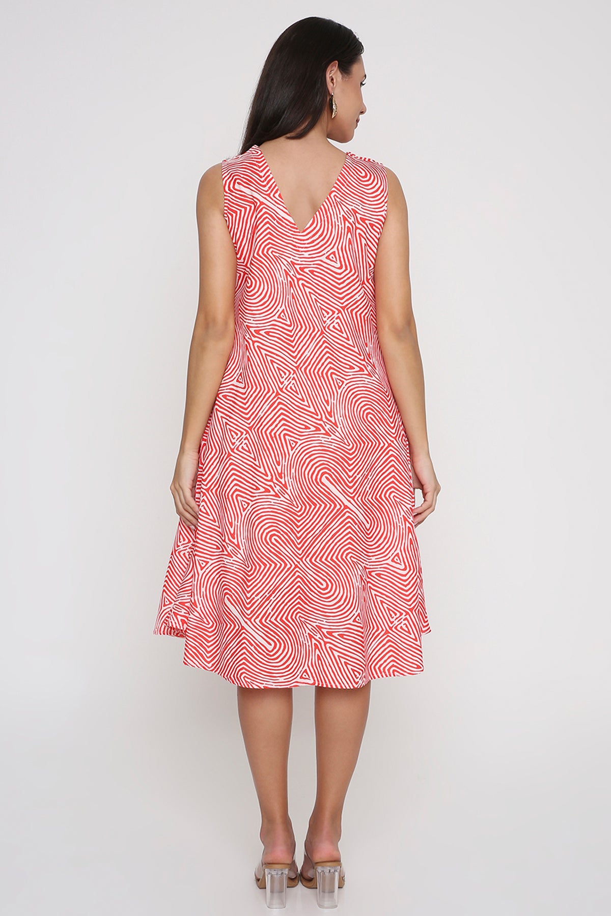 Red Wave print dress