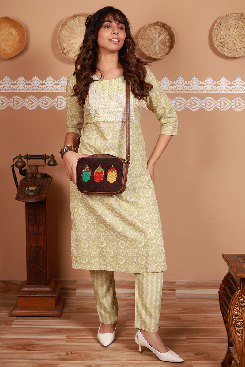 Green Box Print Kurti set