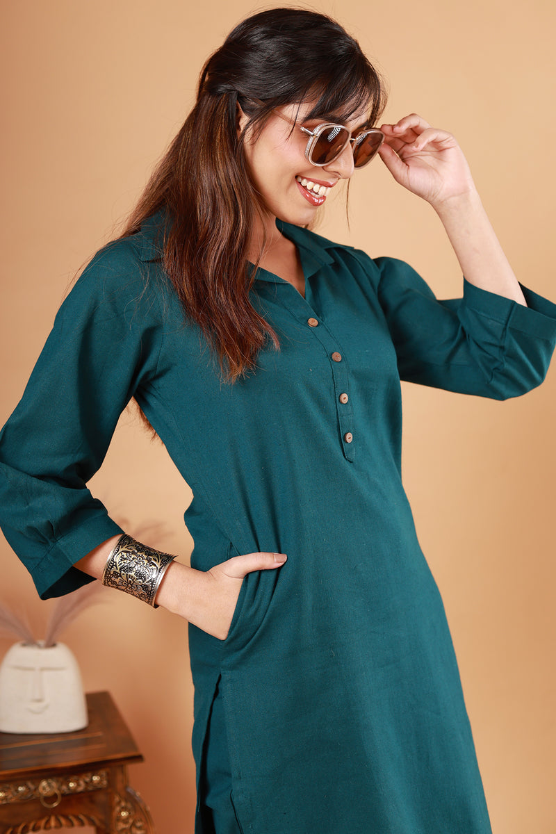 Turquoise Aura Colar Kurti pant