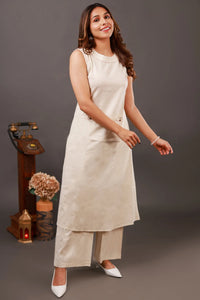 A line round neck Kurti pant