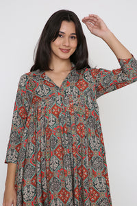 Rust Geometric Printed Dress