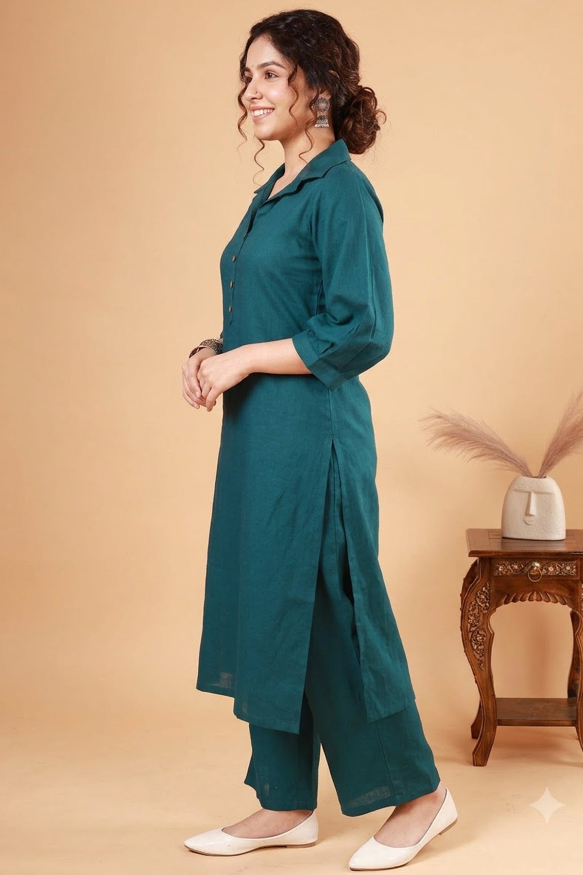 Turquoise Aura Colar Kurti pant