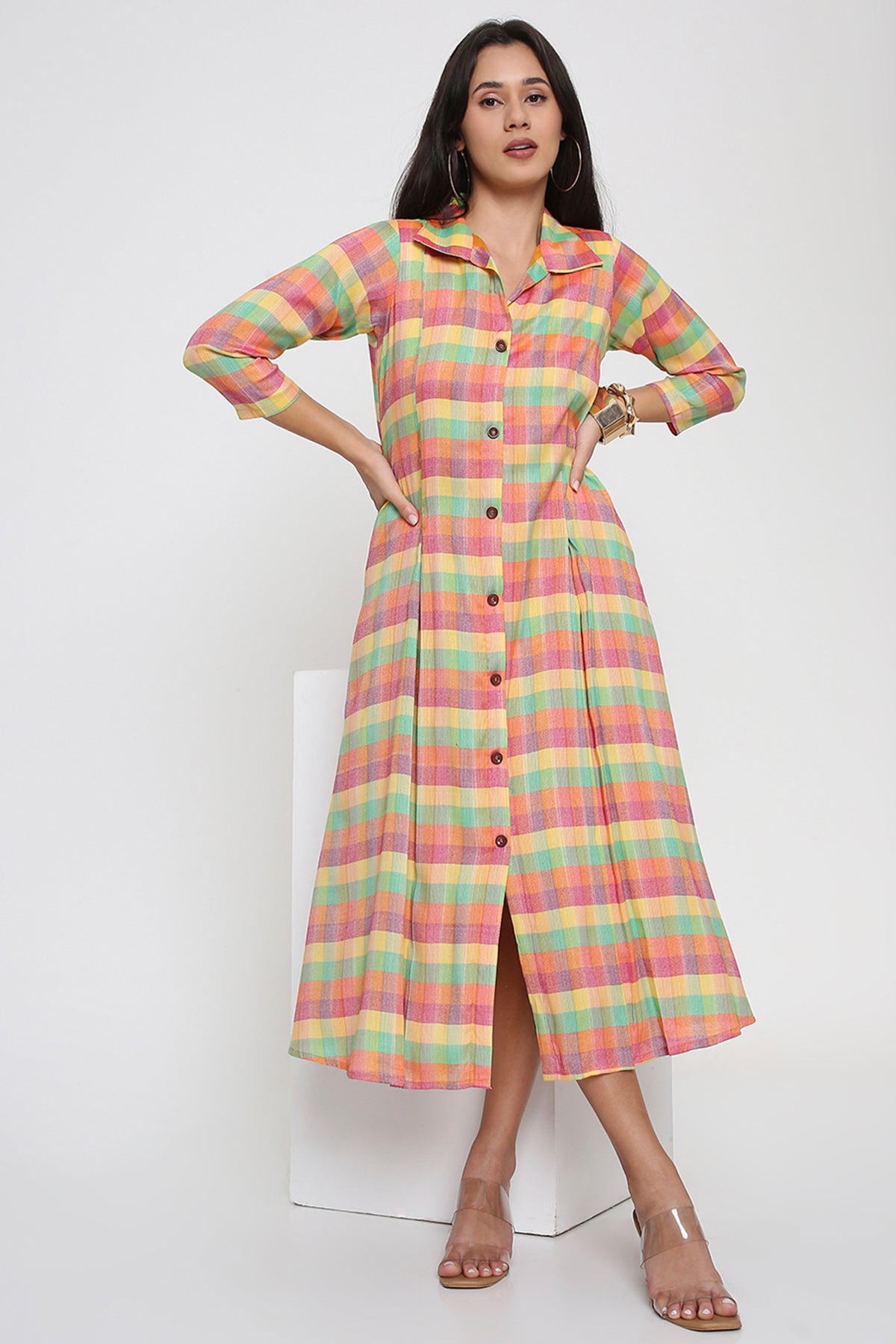 Checks Handloom Shirt Dress