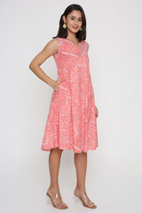 Red Wave print dress