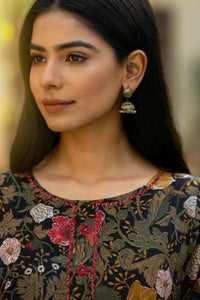 Floral Printed Thread Work Pure Cotton Kurti