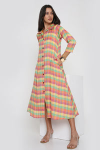 Checks Handloom Shirt Dress