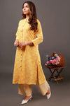 Printed Yellow Kurti with Plazzo Set