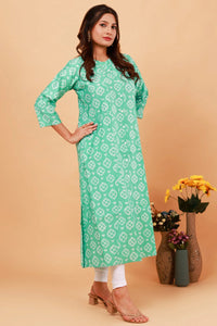 Green Princess cut Kurti with side pocket