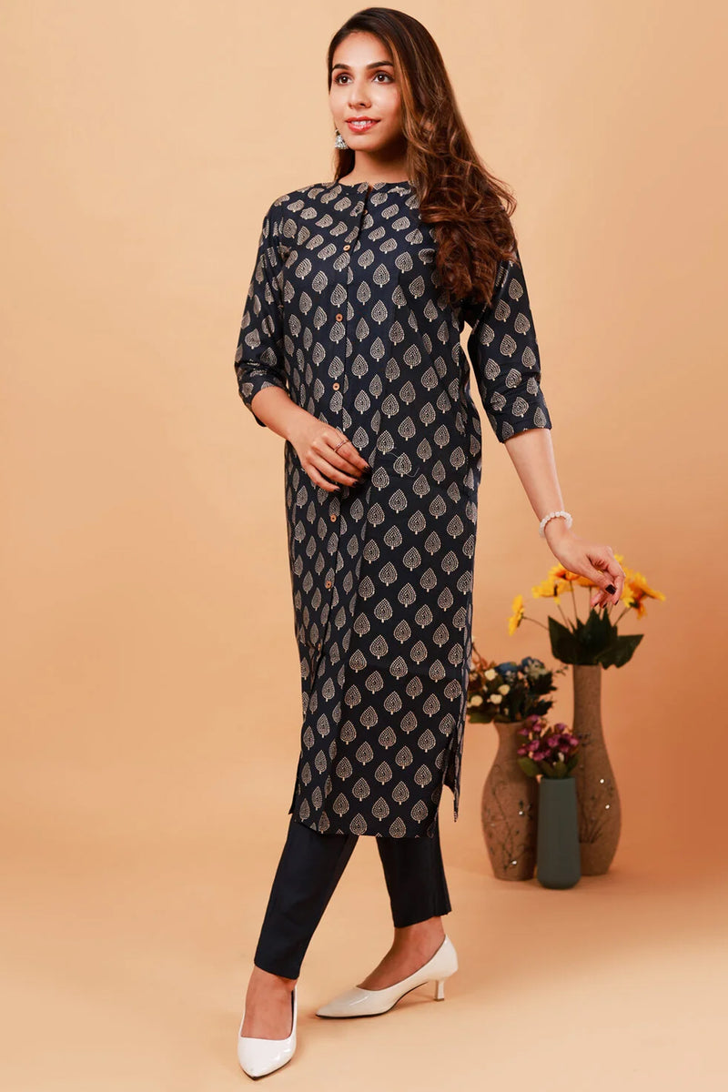 Dark Navy Blue A line Kurti pant