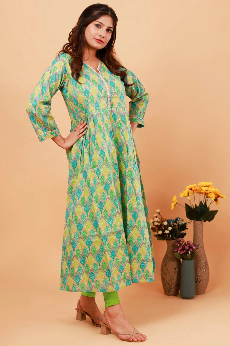 Green Flaired Kurti