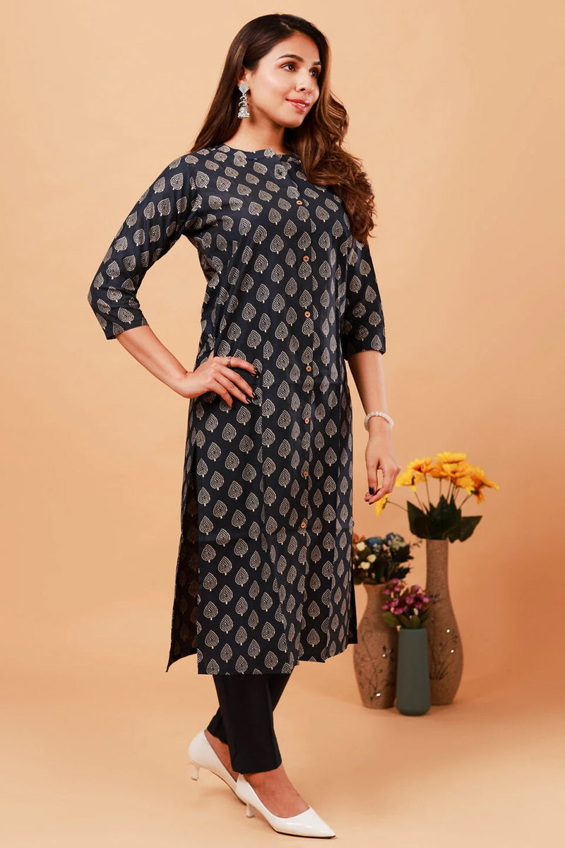 Dark Navy Blue A line Kurti pant