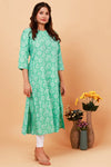 Green Princess cut Kurti with side pocket