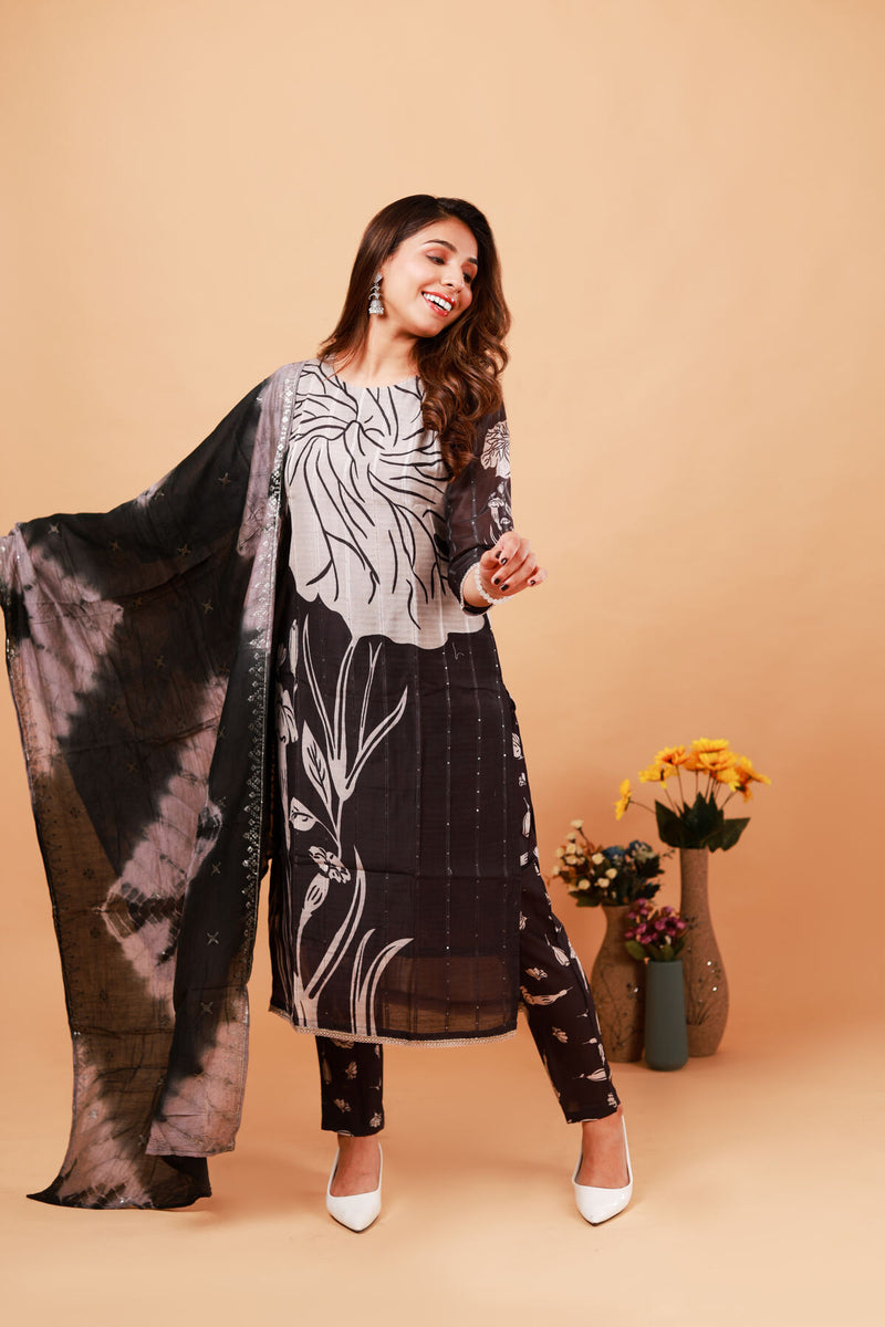 Black Kurti Pant Dhupatta