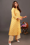 Printed Yellow Kurti with Plazzo Set