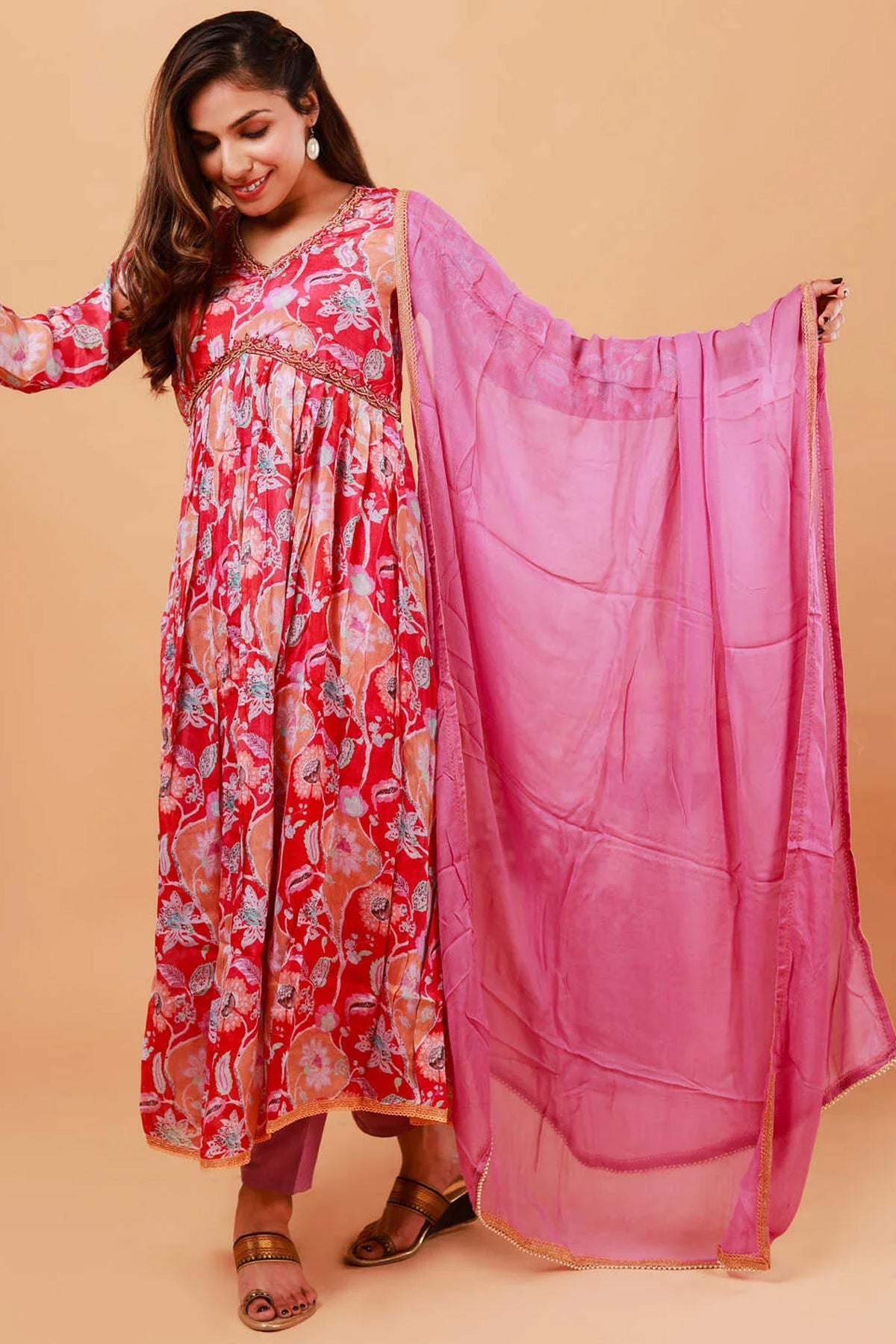 Alia Cut Kurti Pant Dhupatta with heavy Jardoshi work