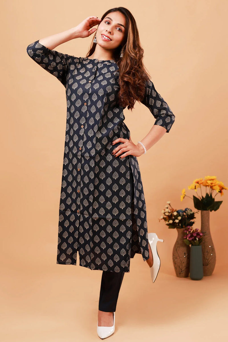 Dark Navy Blue A line Kurti pant