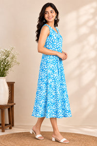 Aqua Flower Midi Dress