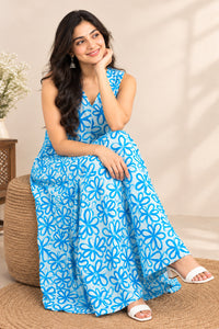 Aqua Flower Midi Dress
